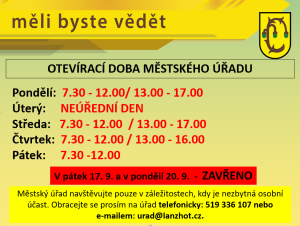 Provoz městského úřadu a sběrného dvora přes hody 1