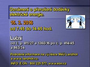 Oznámení o přerušení dodávky el. energie